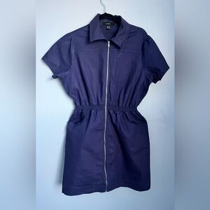 Forever 21 Navy Zip-Front Short Sleeve Mini Dress Plus Size OX